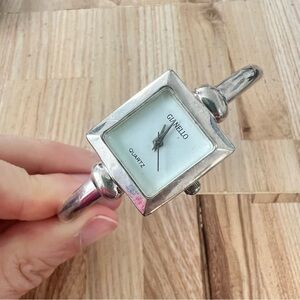 Vintage Gianello Sterling silver hinged bangle bracelet watch NEW BATTERY